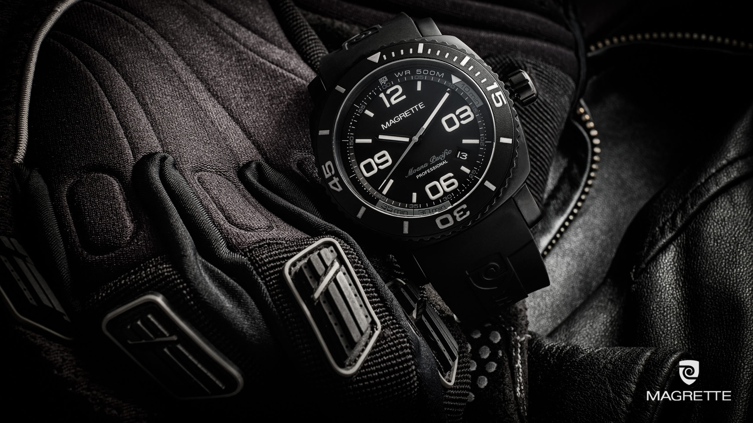 Magrette Timepeices -  allblack leather 