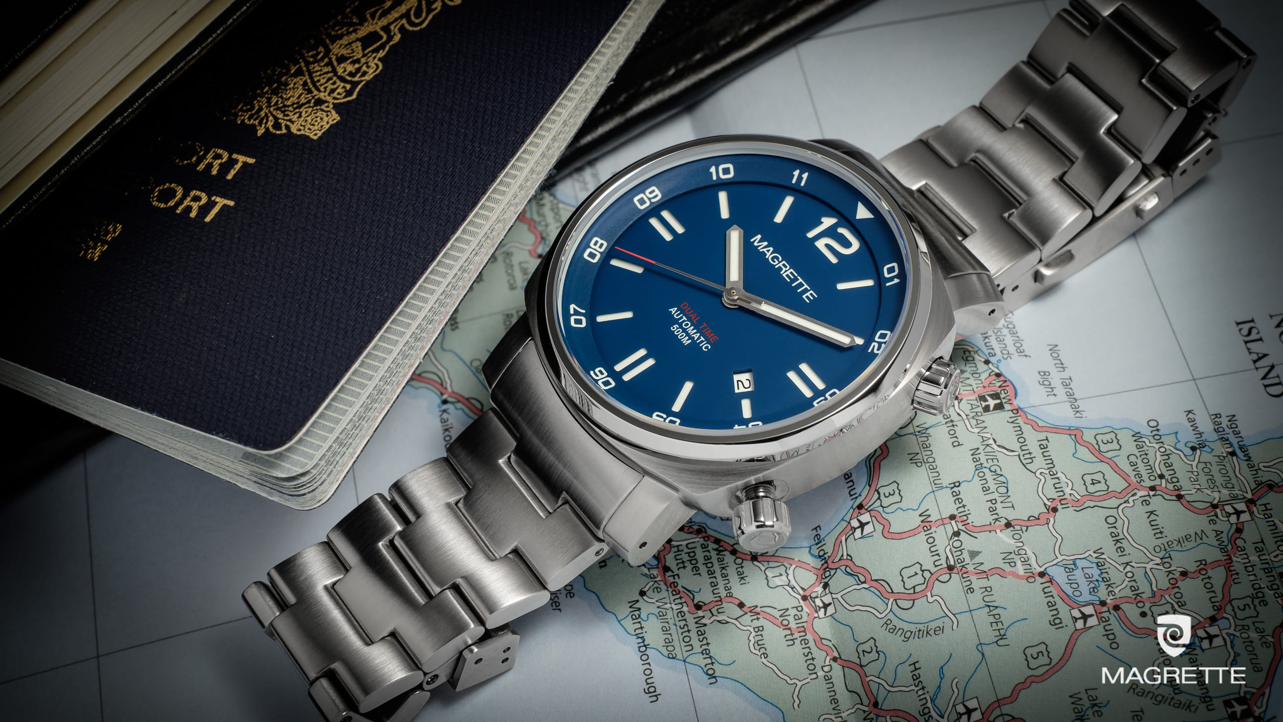 Magrette Timepeices -  dual time blue2
