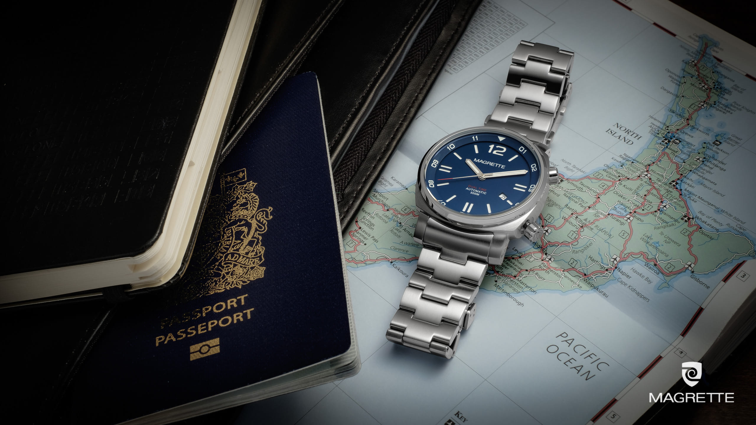 Magrette Timepeices -  dual time blue 