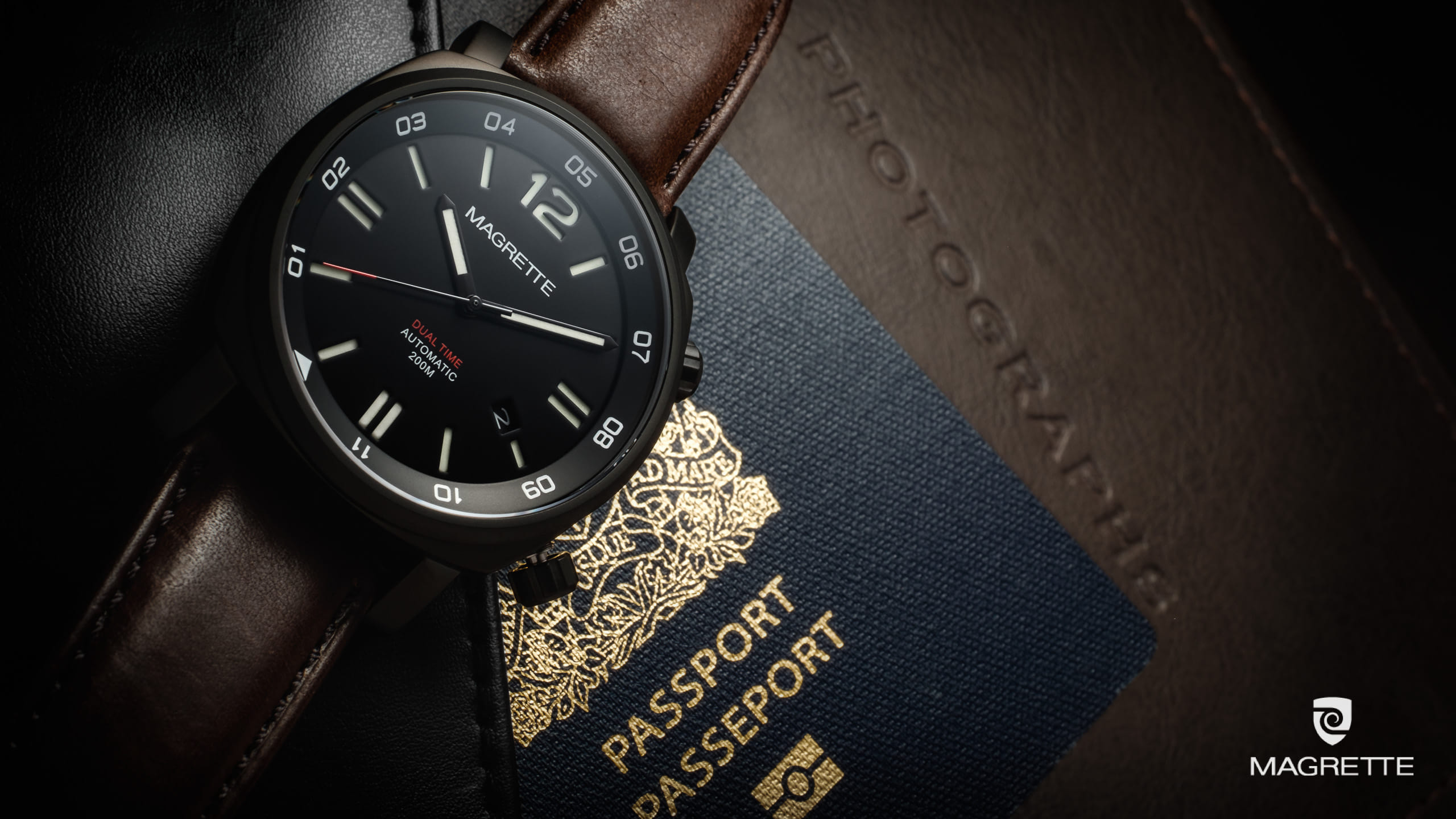 Magrette Timepeices -  dualtime PVD travel 