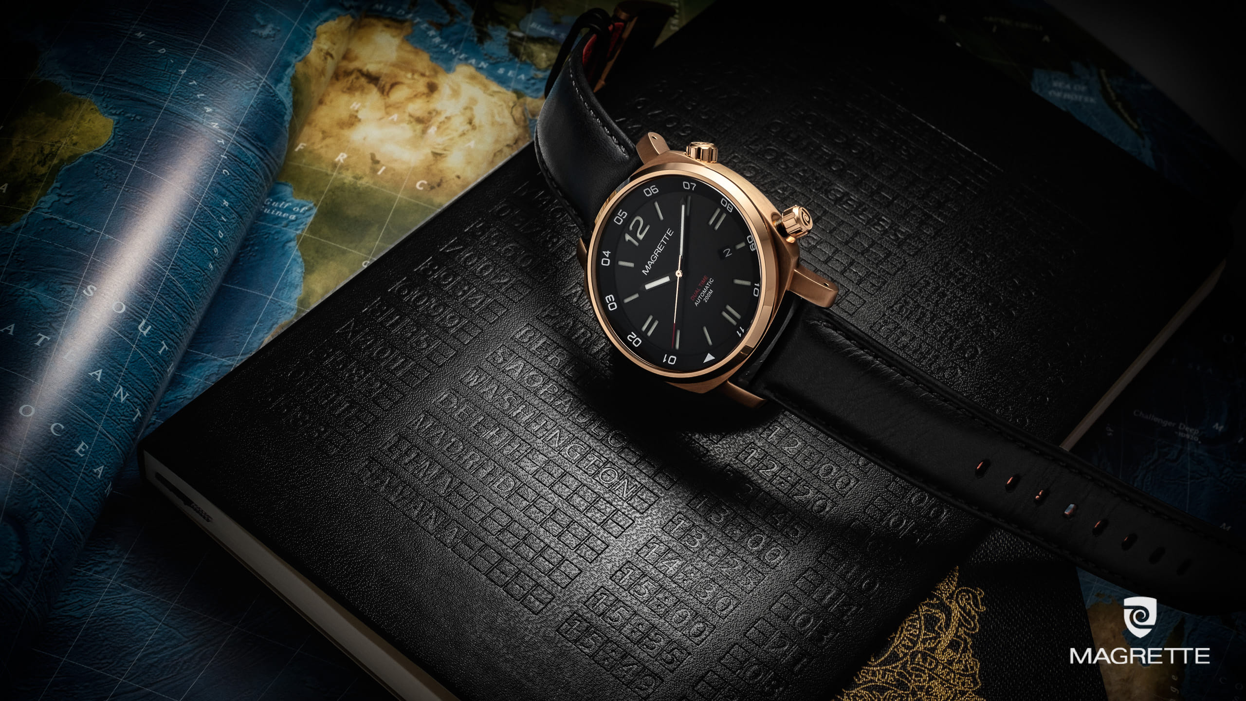 Magrette Timepeices -  dualtime rose travel 