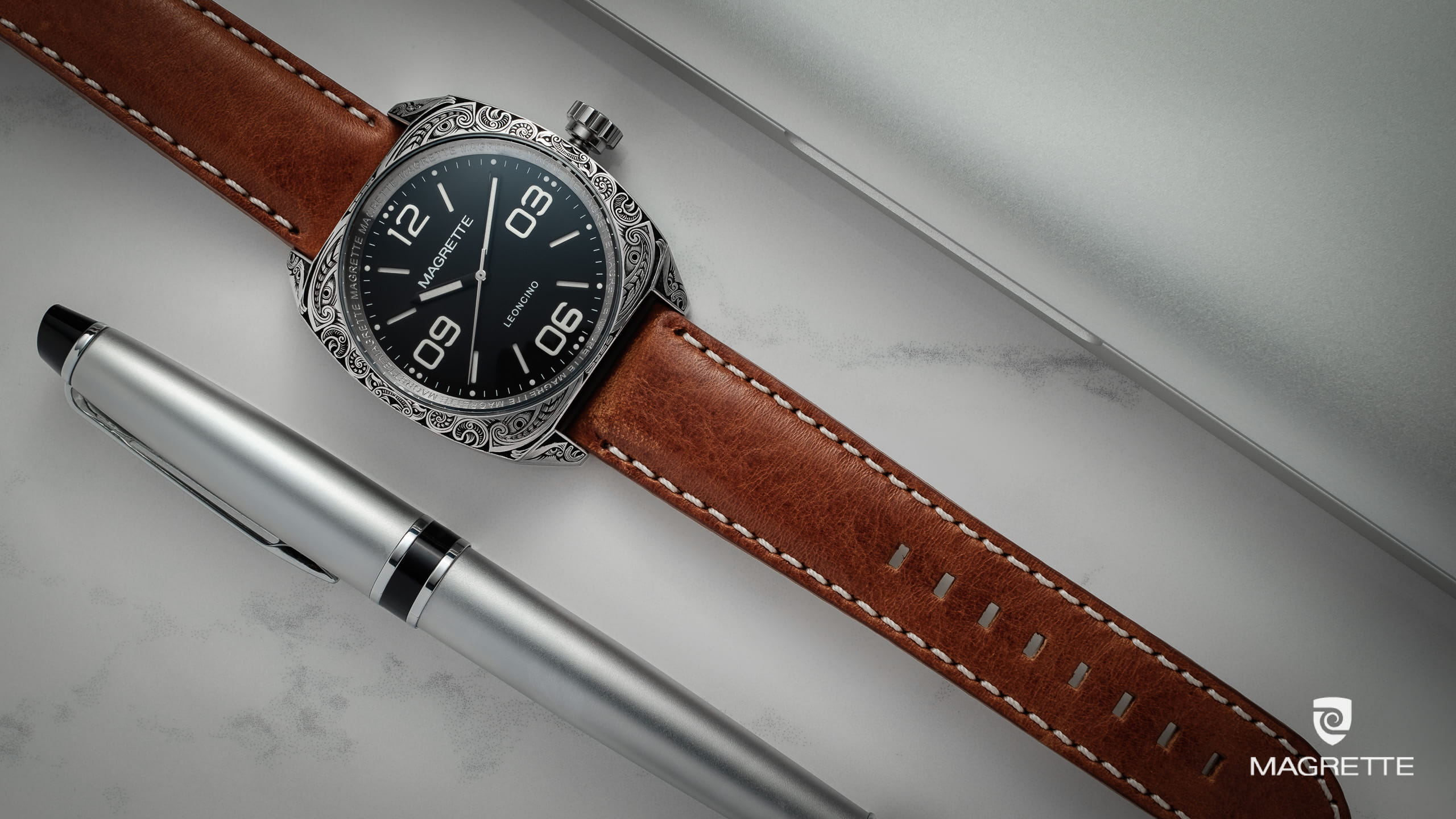 Magrette Timepeices -  leoncino engraved marble 