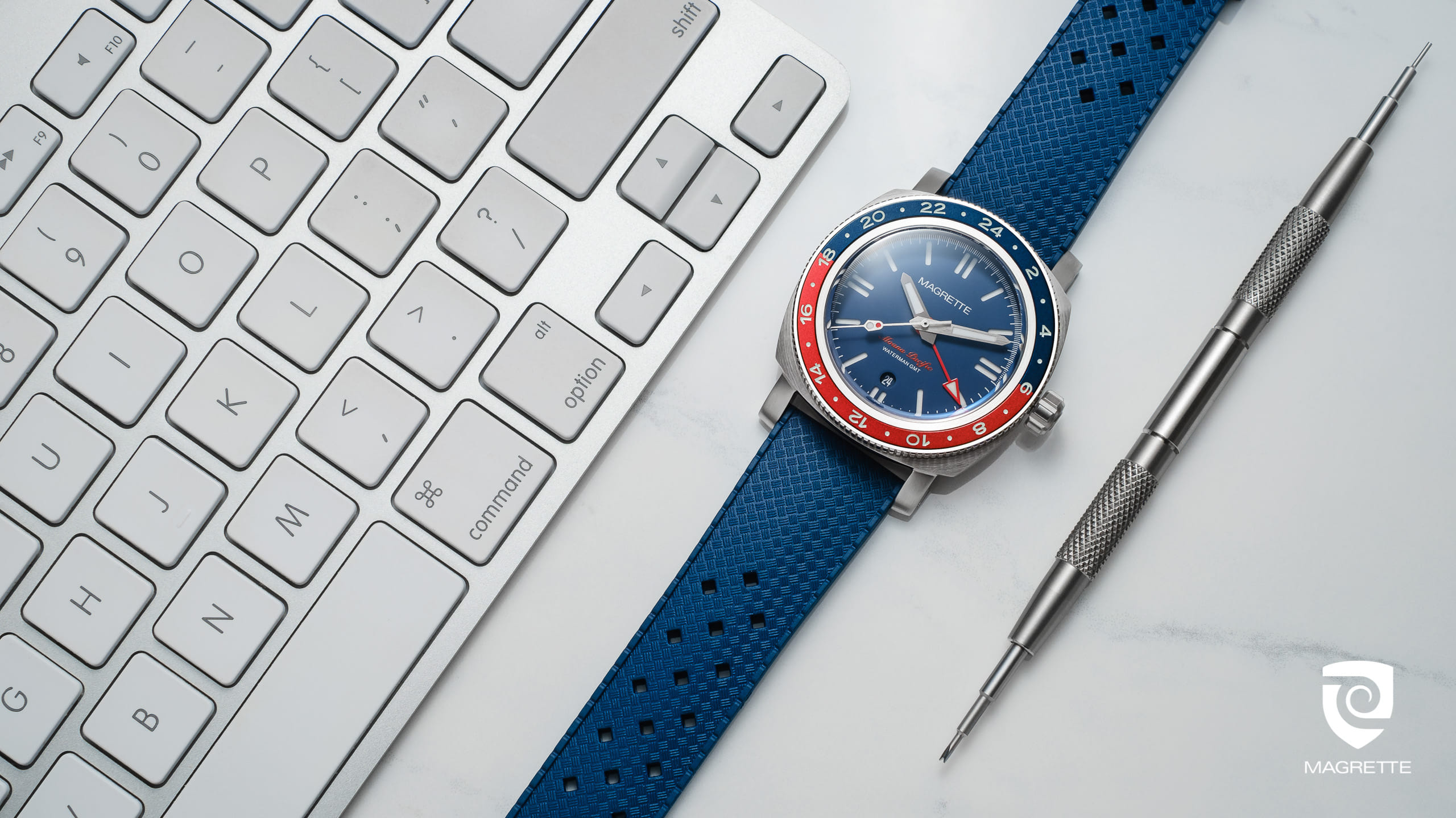 Magrette Timepeices -  waterman GMT steel