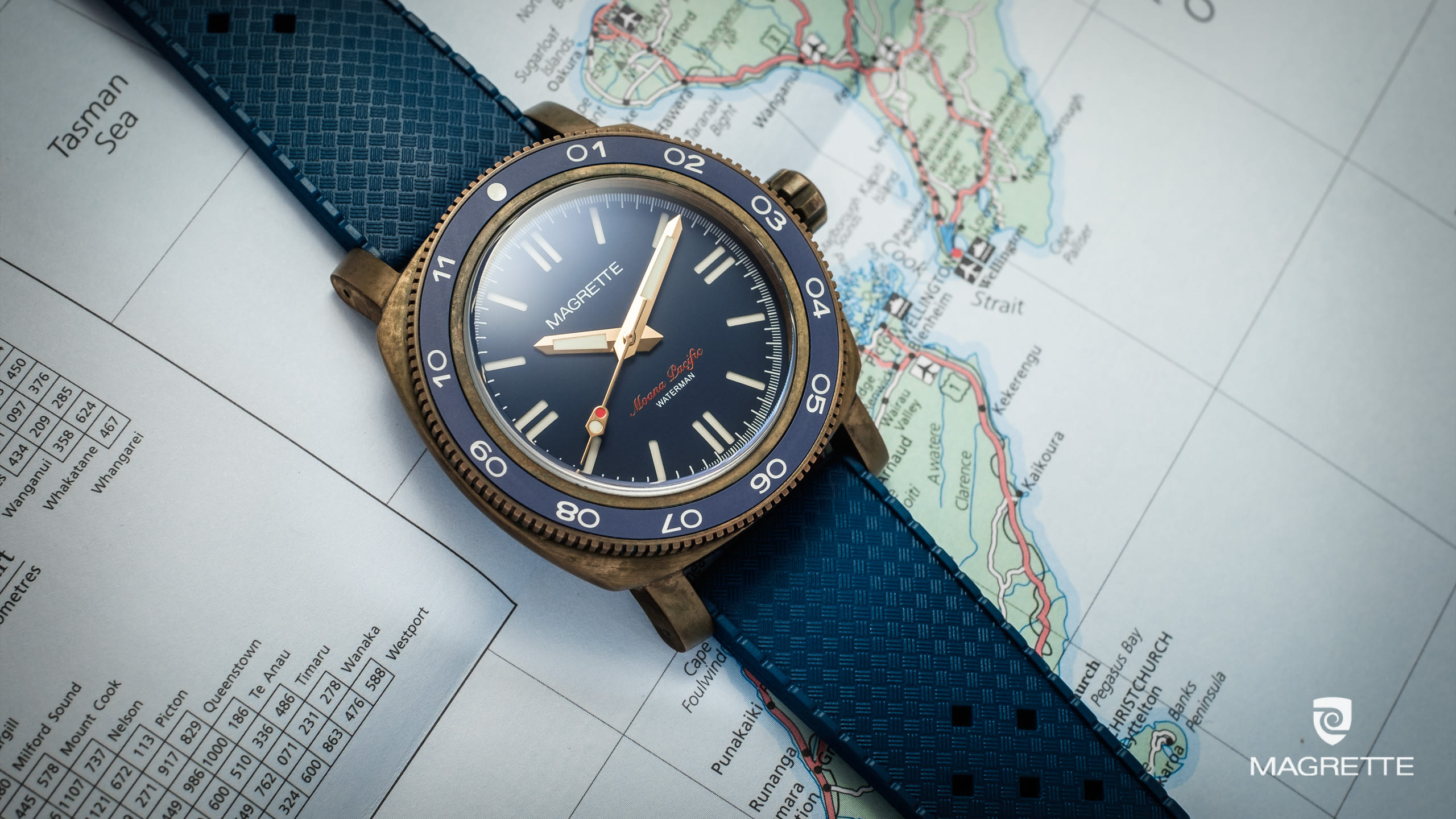 Magrette Timepeices -  waterman bronze map