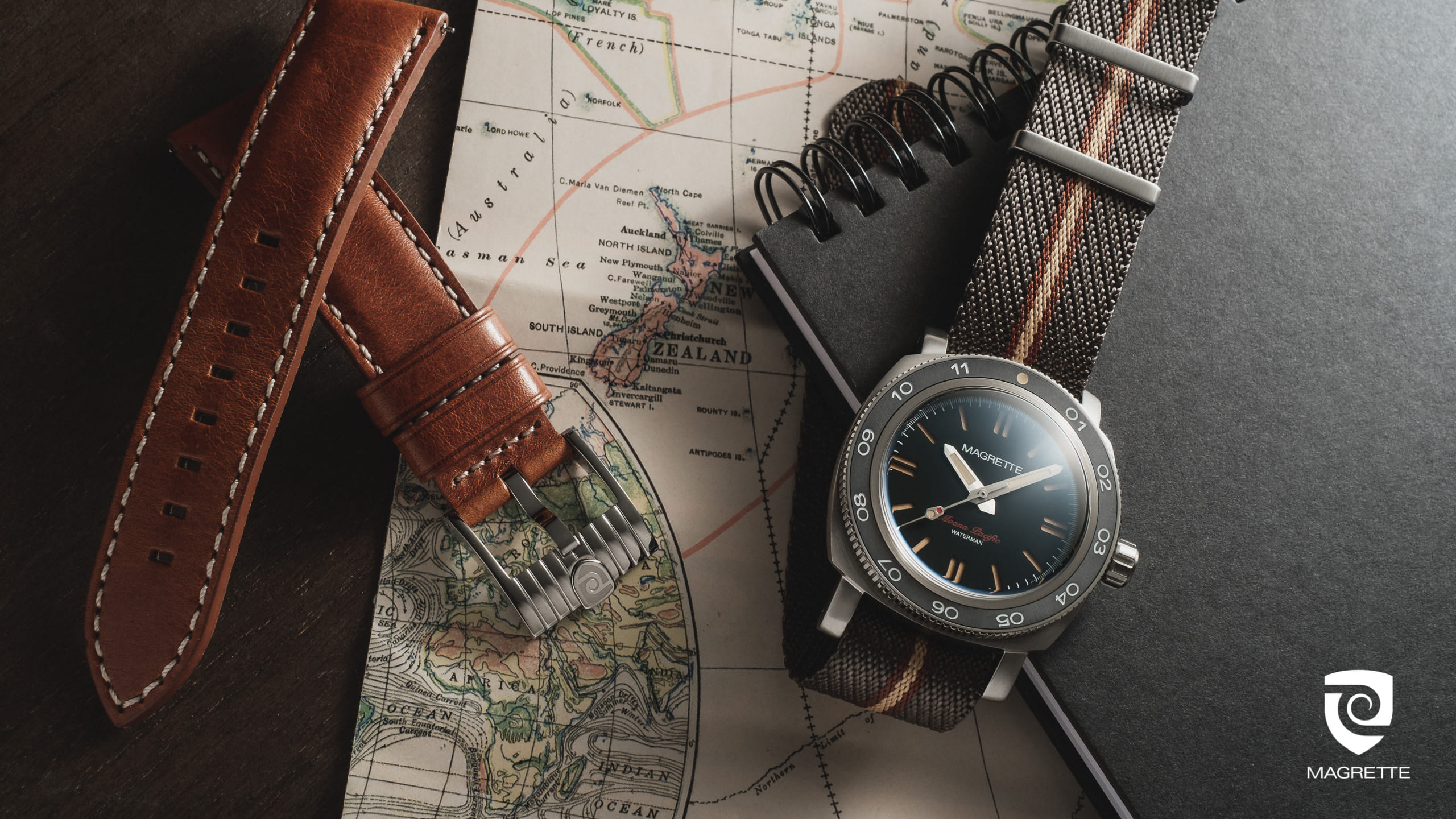 Magrette Timepeices -  waterman vintage map NATO